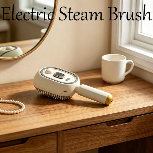 2026 New Electric Steam Brush, Electric Steam Brushs for Hair, Rechargeable Steam Hair Straightener with Water Spray, Detangling Steam Brush for Reduce Frizz, Nourishes Hairs (Beige)