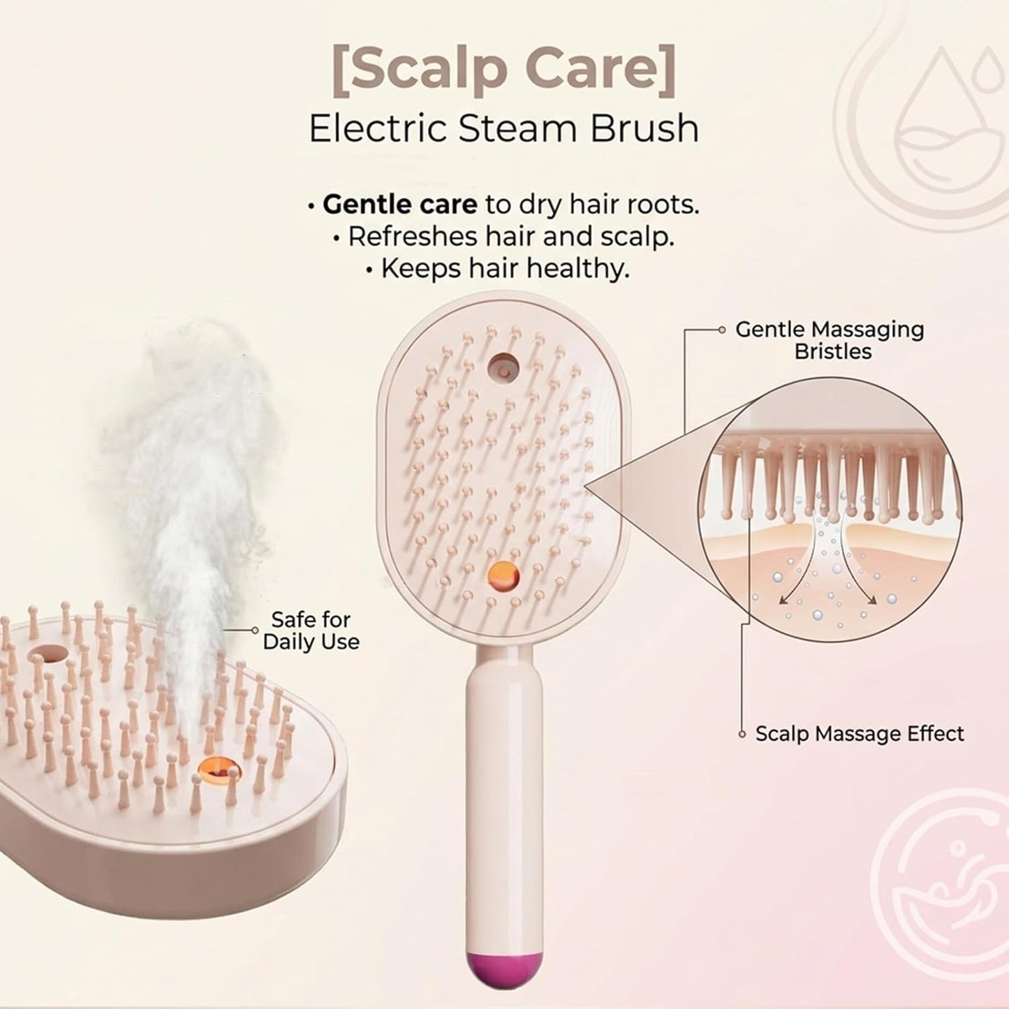 2026 New Electric Steam Brush, Electric Steam Brushs for Hair, Rechargeable Steam Hair Straightener with Water Spray, Detangling Steam Brush for Reduce Frizz, Nourishes Hairs (Pink)