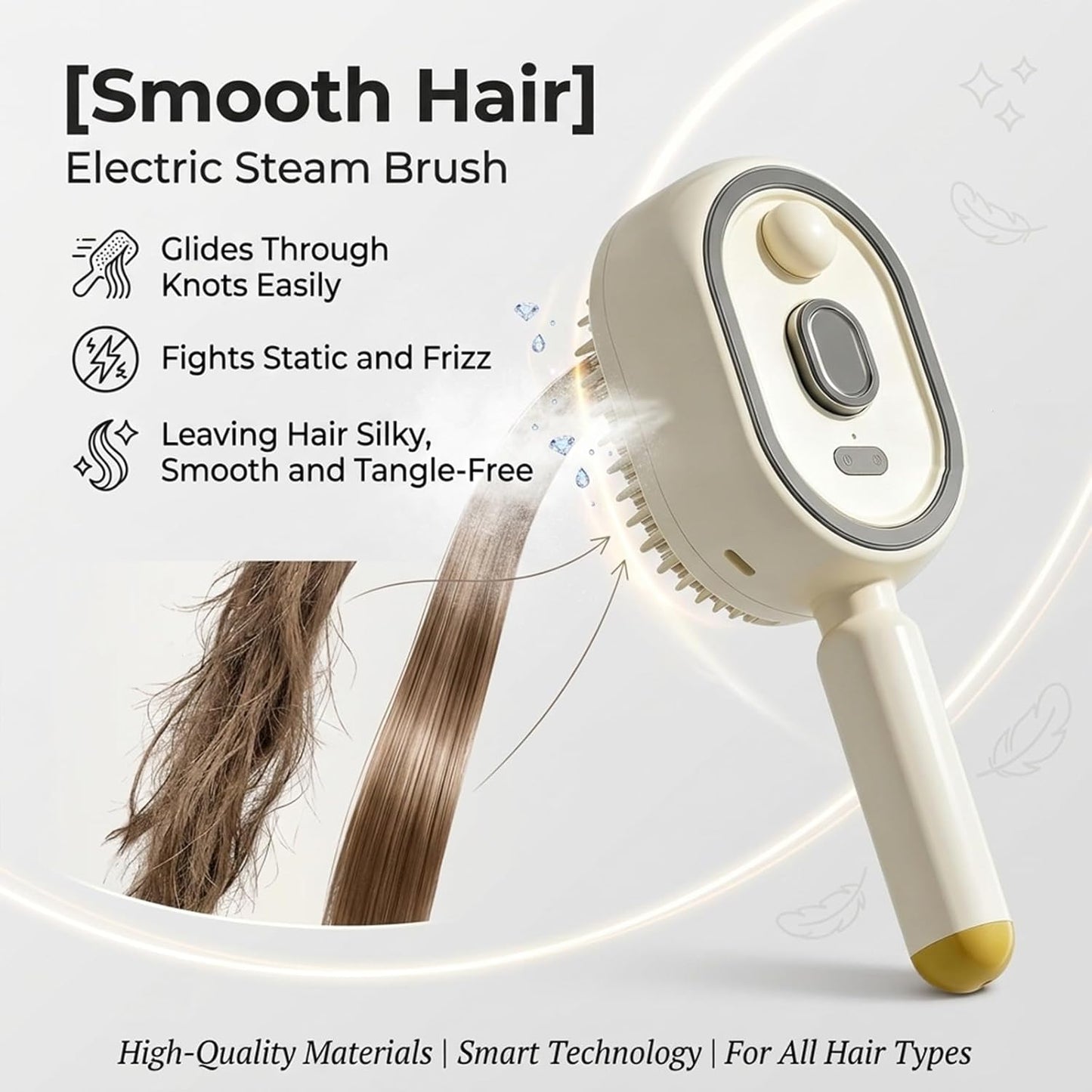 2026 New Electric Steam Brush, Electric Steam Brushs for Hair, Rechargeable Steam Hair Straightener with Water Spray, Detangling Steam Brush for Reduce Frizz, Nourishes Hairs (Beige Set)