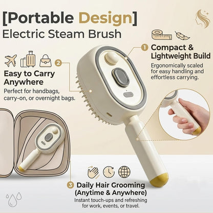 2026 New Electric Steam Brush, Electric Steam Brushs for Hair, Rechargeable Steam Hair Straightener with Water Spray, Detangling Steam Brush for Reduce Frizz, Nourishes Hairs (Purple Set)